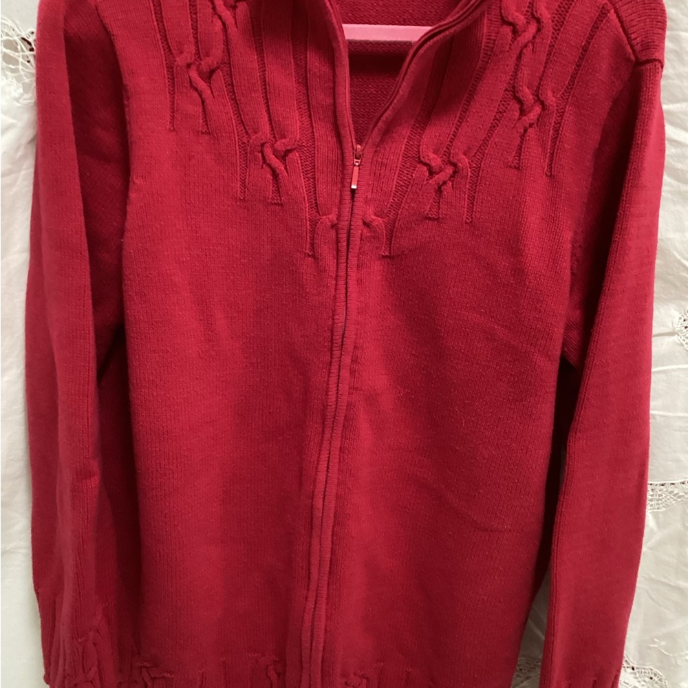 Red Zip-Up Sweater - Picture 2 of 3